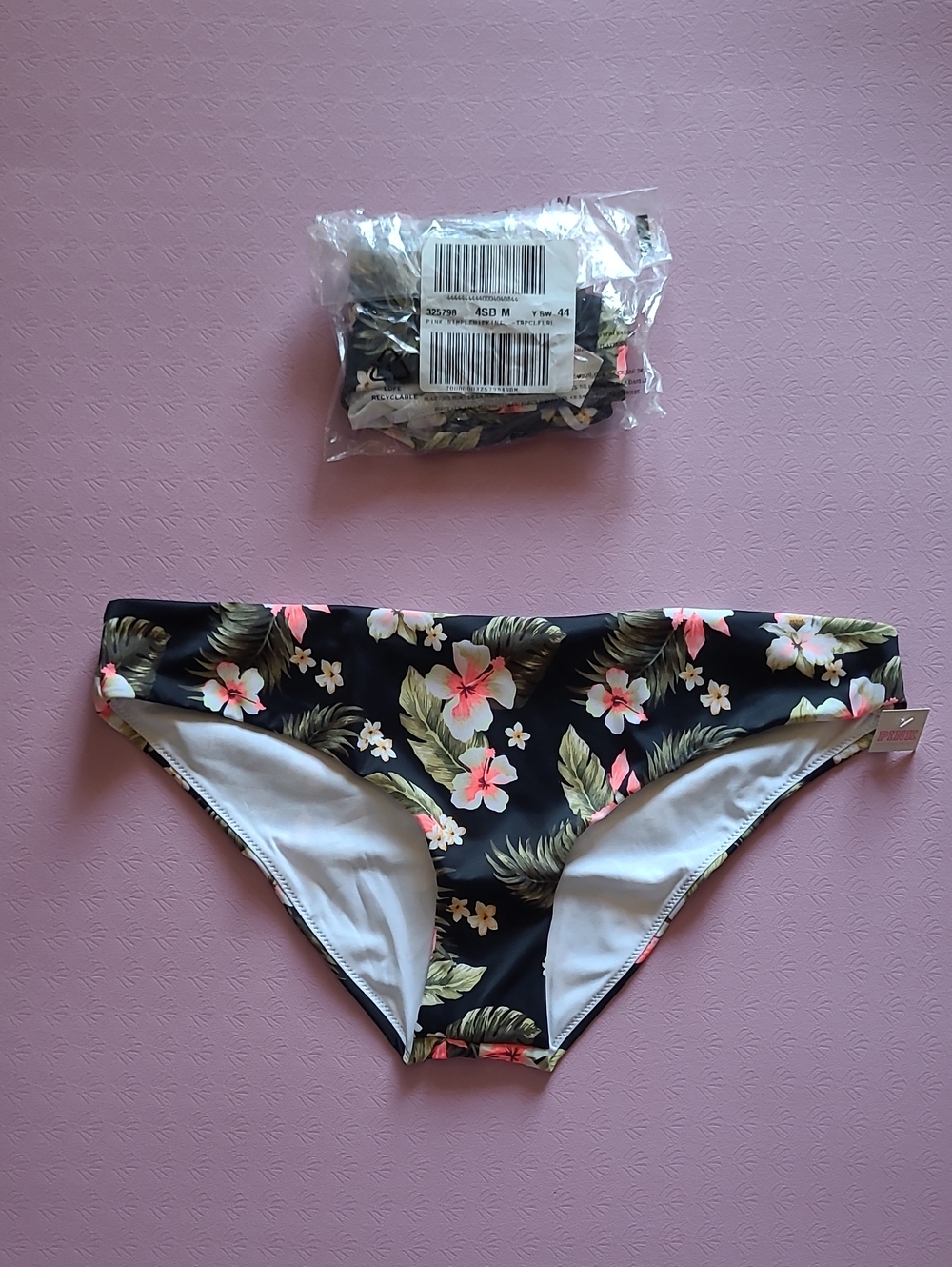 Nwt VS PINK Black Floral Bikini Bottoms